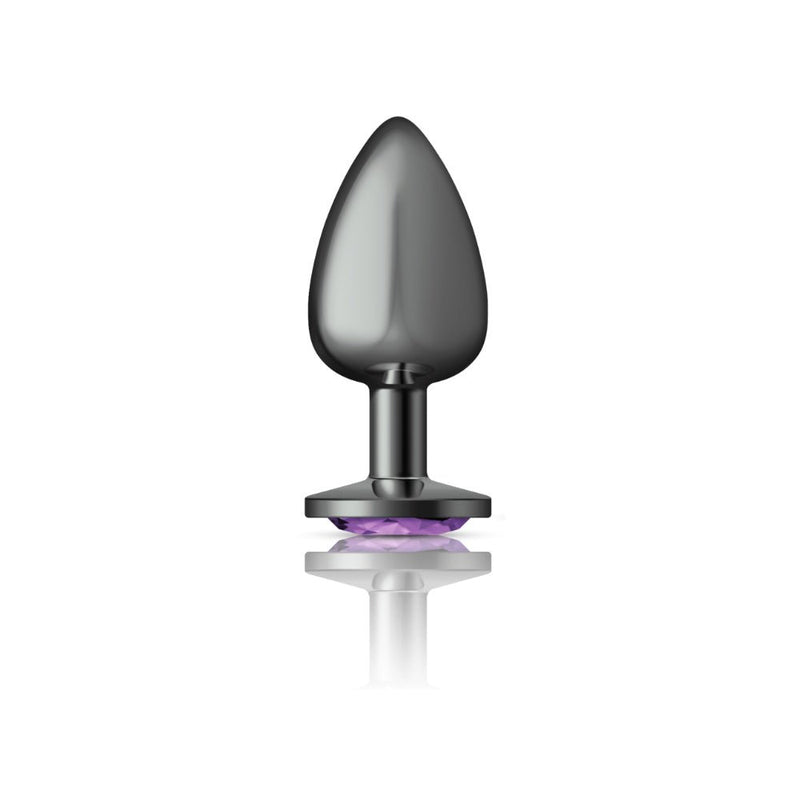 Viben Purple Round Gem Gunmetal Metal Plug - Lg
