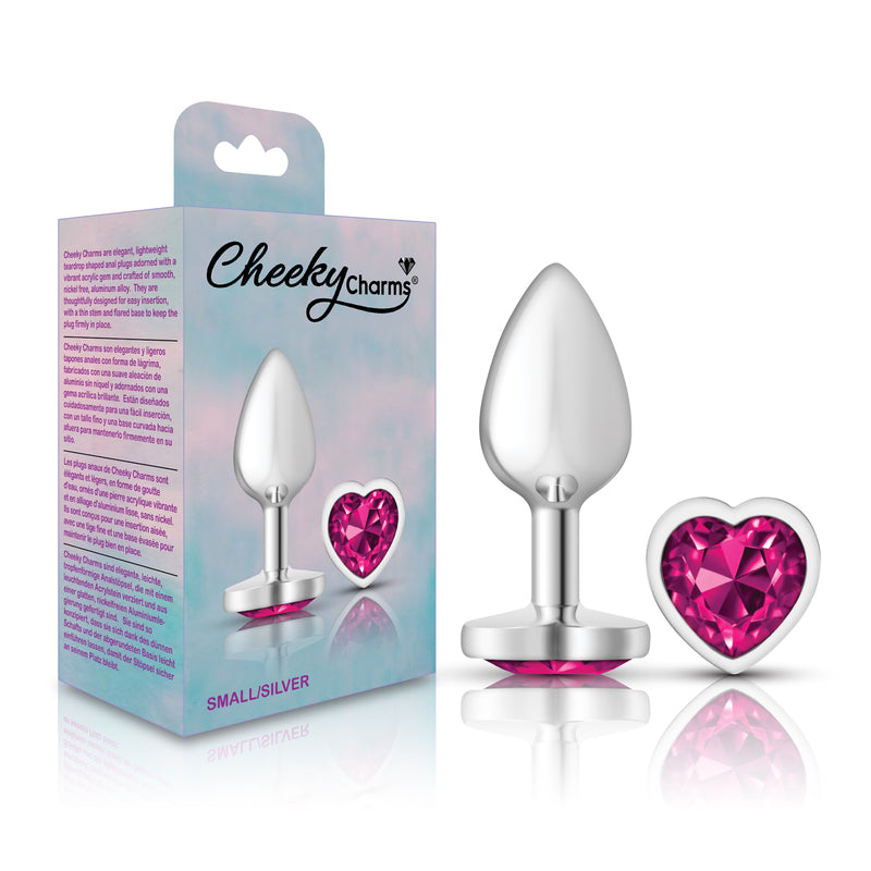 Viben Bright Pink Heart Gem Silver Metal Plug - Sm