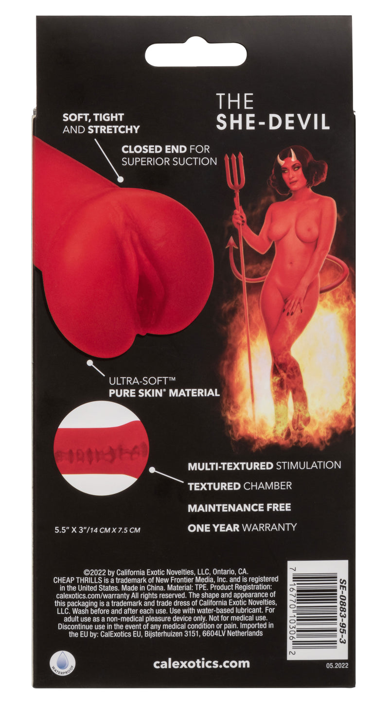 CalExotics Cheap Thrills - The She Devil - Red - Stroker Masturbator - Pocket Pussy