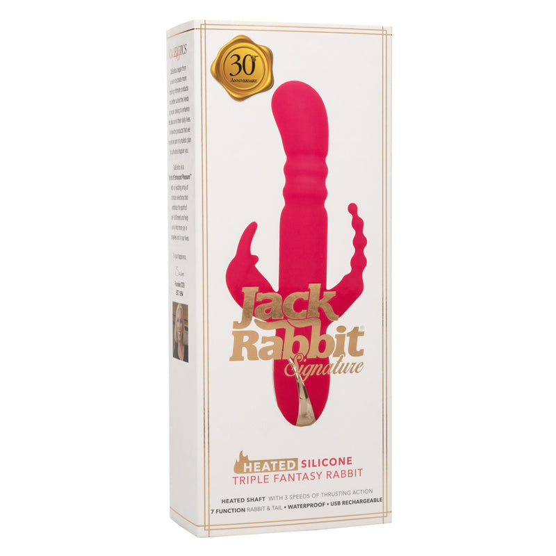CalExotics Jack Rabbit Signature Heated Silicone Triple Fantasy Rabbit - Pink