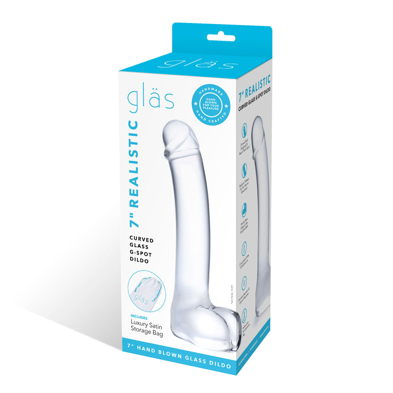 Electric Novelties 7 Inch Realistic Curved Glass G-Spot Dildo - Clear