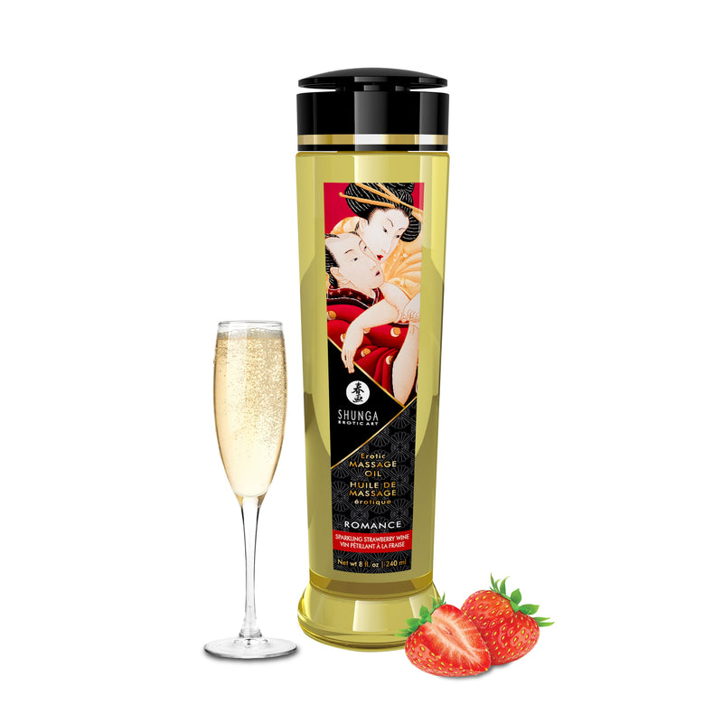 Shunga Massage Oils - Romance - 8 Fl. Oz. Sparkling Strawberry Wine