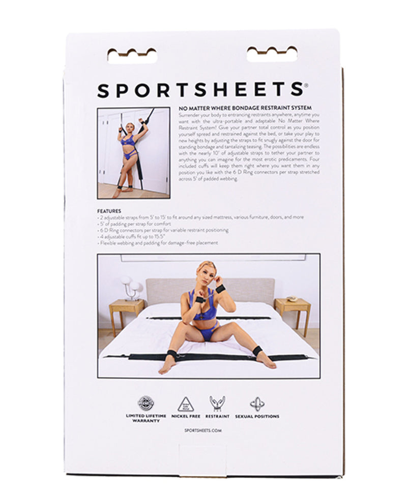 Sportsheets No Matter Where Bondage Restraint System - Black
