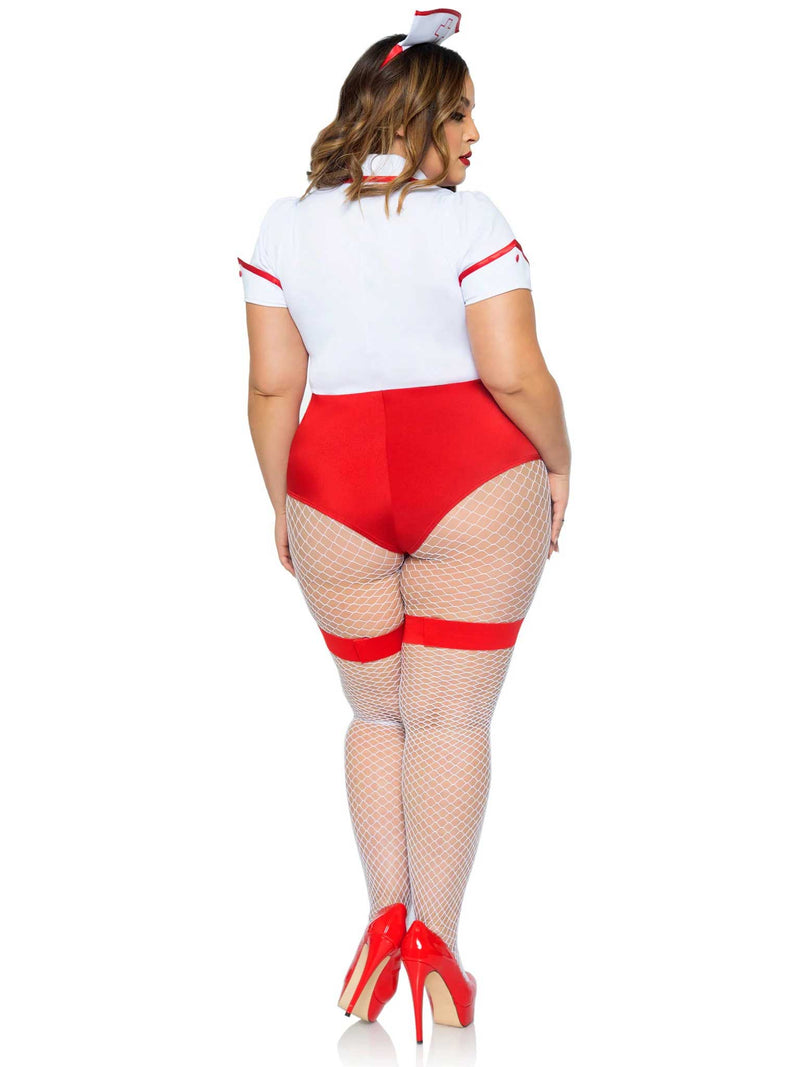 Leg Avenue Plus Nurse Feelgood Sexy Costume - 3x/4x - White / Red