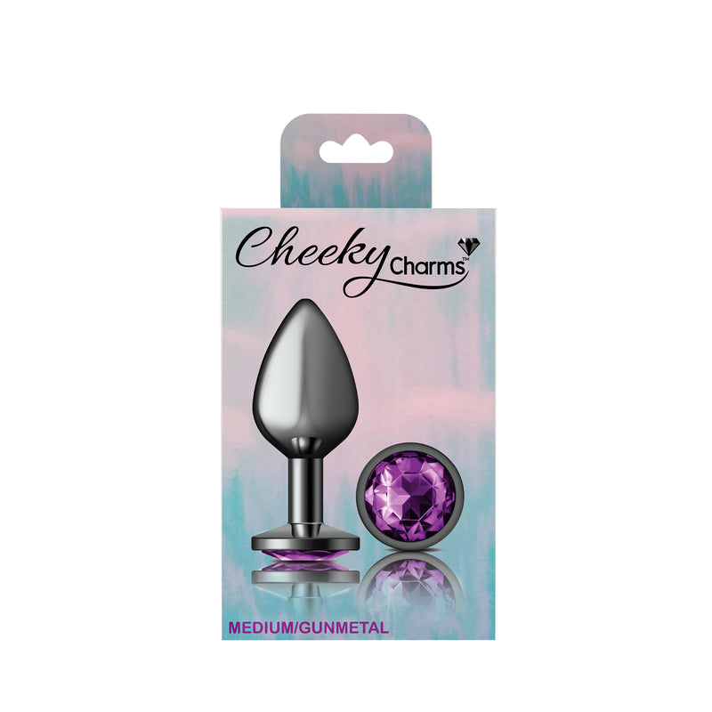 Viben Purple Round Gem Gunmetal Metal Plug - Md