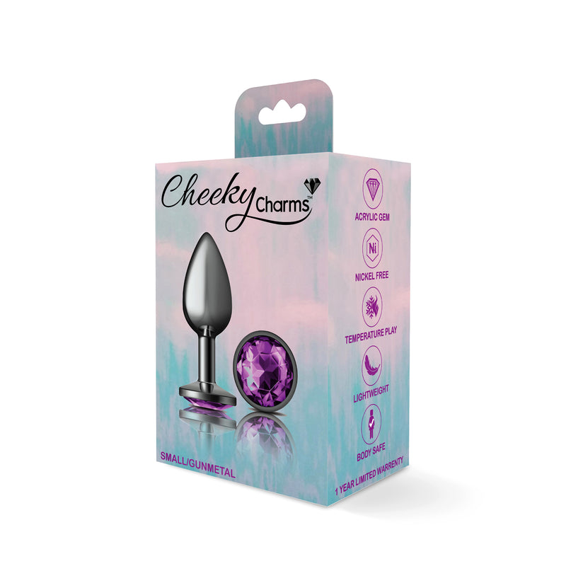 Viben Purple Round Gem Gunmetal Metal Plug - Sm