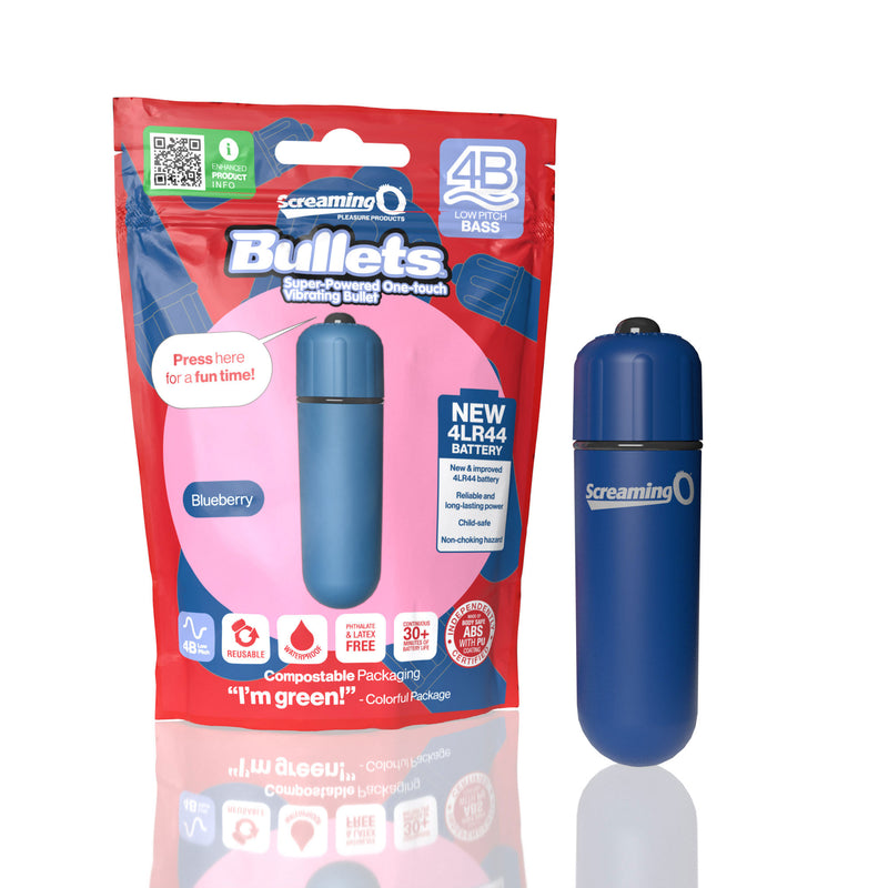 Screaming O Screaming O 4b - Bullet - Super Powered One Touch Vibrating Bullet - Blueberry