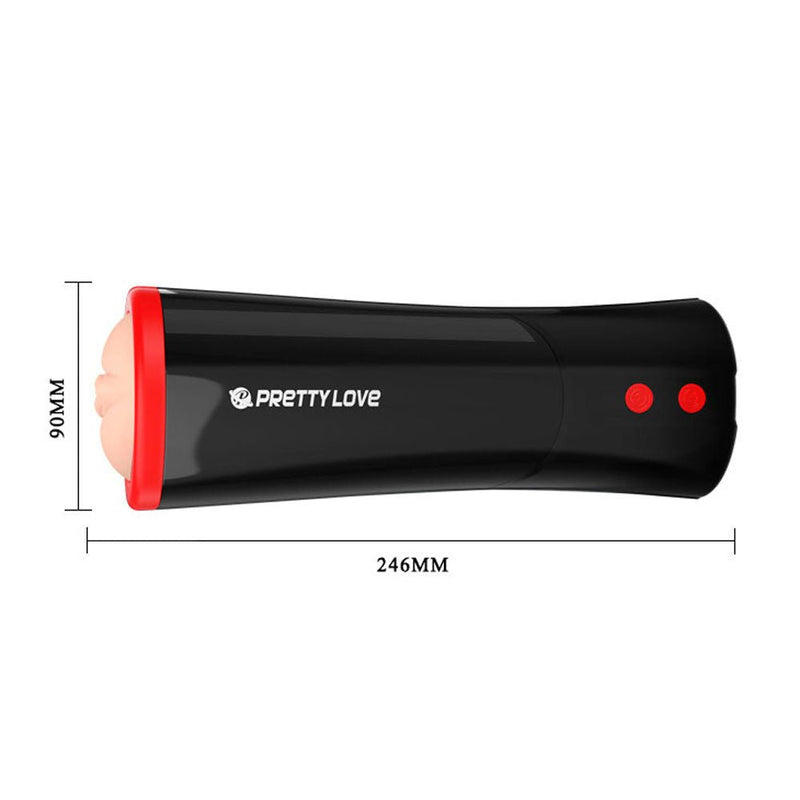 Pretty Love Ozzy - Vagina - Black/ Red - Automatic Stroker Masturbator - Canister Masturbation Cup