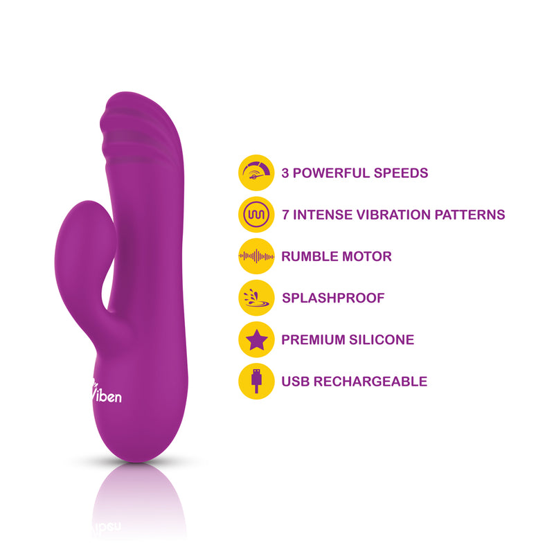 Viben Jolie Mini Pleasure Ridges Rabbit Vibe - Berry