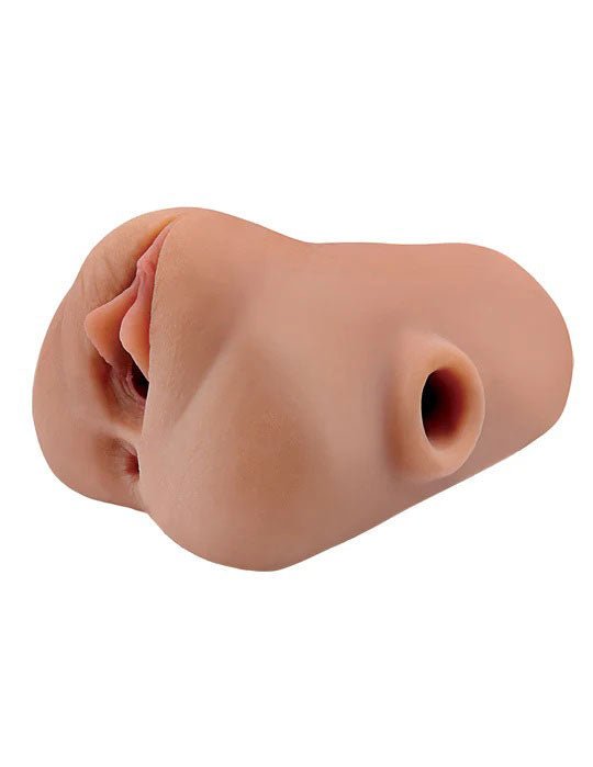 Pipedream PDX Plus Double Pounder Vibrating Squeeze Stroker - Brown - Stroker Masturbator - Realistic Pocket Pussy