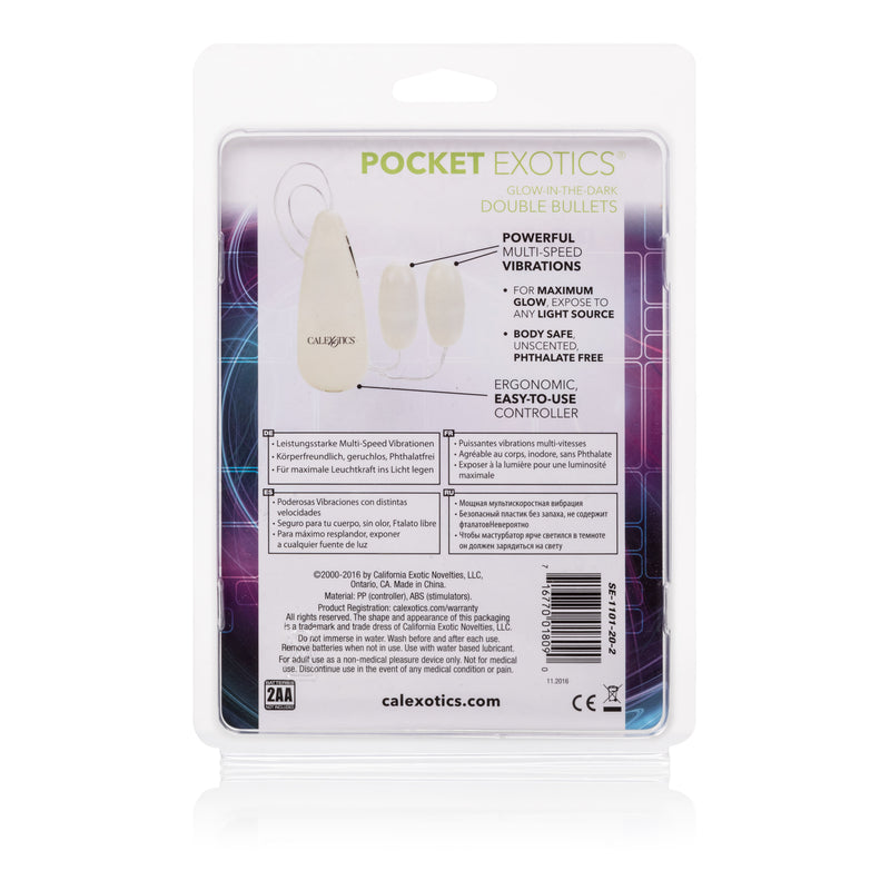 CalExotics Glow-in-the-Dark Pocket Exotics Vibrating Glowing Double Bullets