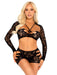 "2 Pc Lace Cut-Out Bra Top, Attached Shrug, and Boy Shorts O/s - Black LA-89355BLKOS"