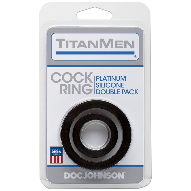 Doc Johnson Titanmen Cock Ring Platinum Silicone Double Pack - Black