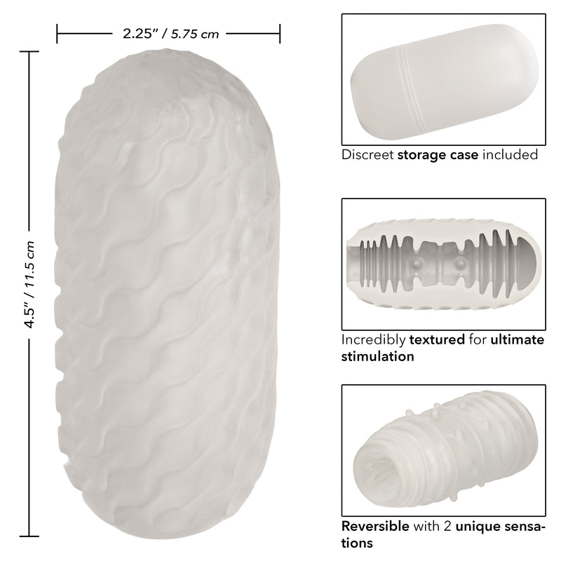 CalExotics Boundless Reversible Ribbed Stroker - Clear - Stroker Masturbator - Stroker Sleeve