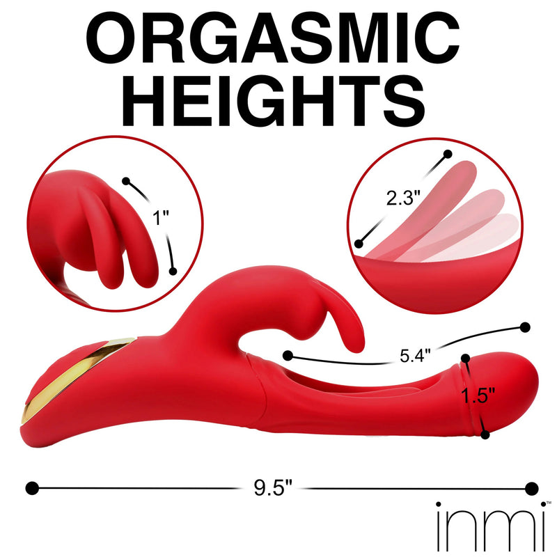 XR Brands Rabbit Flick Flicking Silicone Rabbit Vibrator - Red