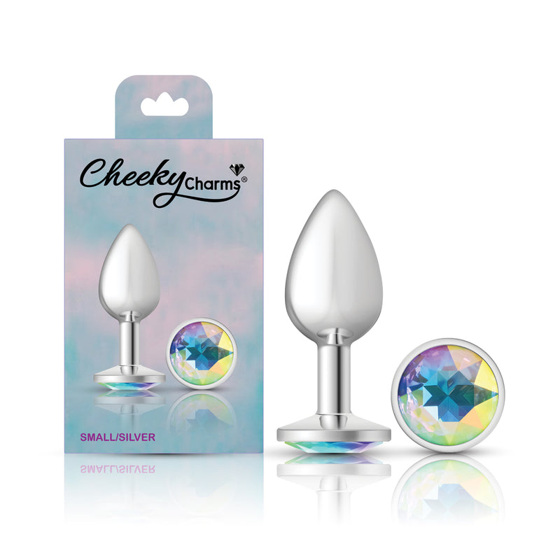 Viben Clear Iridescent Round Gem Silver Metal Plug - Sm