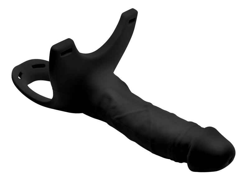 XR Brands Hollow Silicone Dildo Strap-on - Black