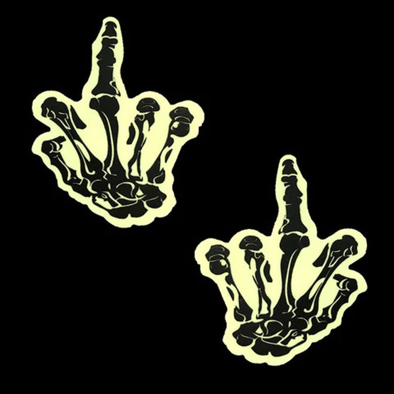 Neva Nude Fuck You Glow in the Dark Skeleton Hand Nipple Cover Pasties