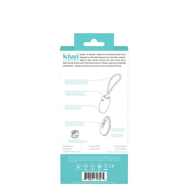 VeDO Kiwi Rechargeable Insertable Bullet - Tease Me Turquoise
