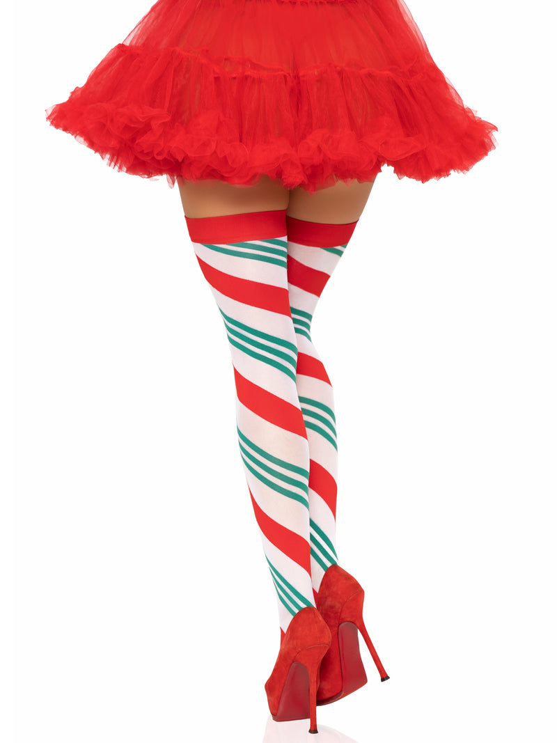 Leg Avenue Holiday Ribbon Thigh High - Swirl