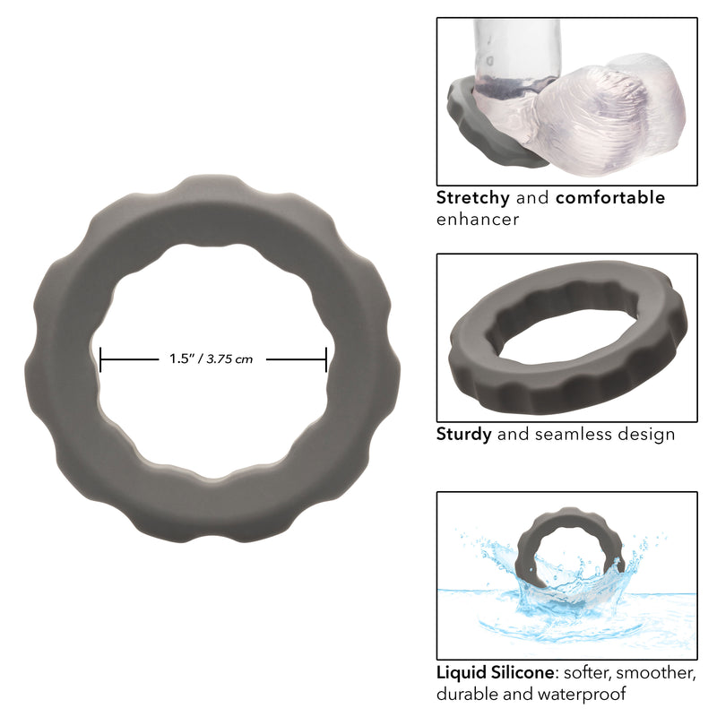 CalExotics Alpha Liquid Silicone Erect Ring - Gray