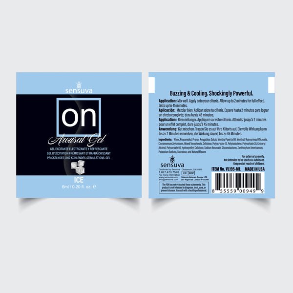 Sensuva On Ice Arousal Gel 6ml Single-Use Packet