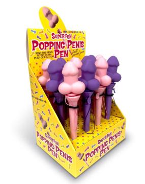 Little Genie Super Fun Popping Penis Pens - Display of 12