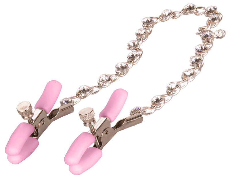 CalExotics Nipple Play Crystal Chain Nipple Clamps - Pink