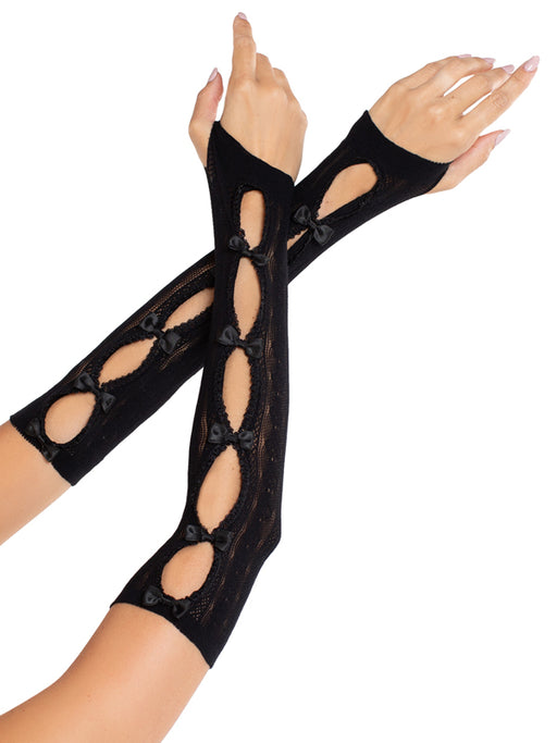 "Sweetheart Striped Keyhole Arm Warmers O/s - Black LA-2046BLKOS"