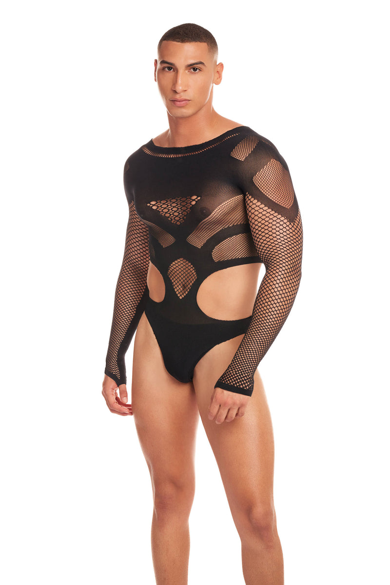 Pink Lipstick Out of Orbit Bodysuit - Small/medium - Black