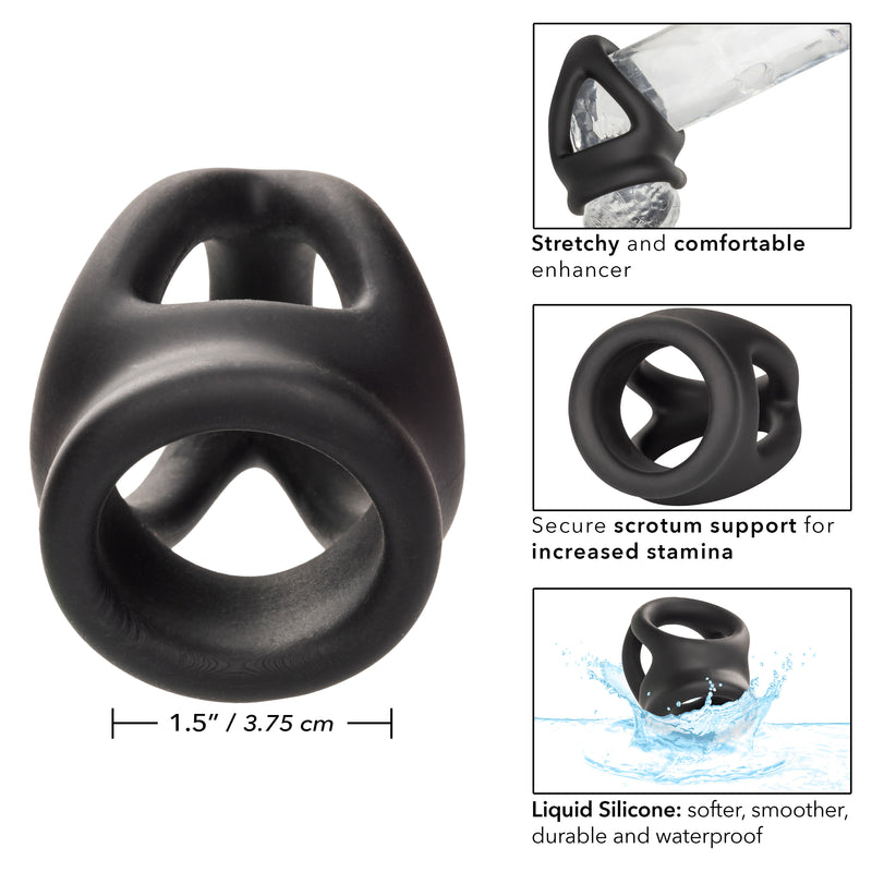CalExotics Alpha Liquid Silicone Dual Cage and Ring - Black Ring - Black