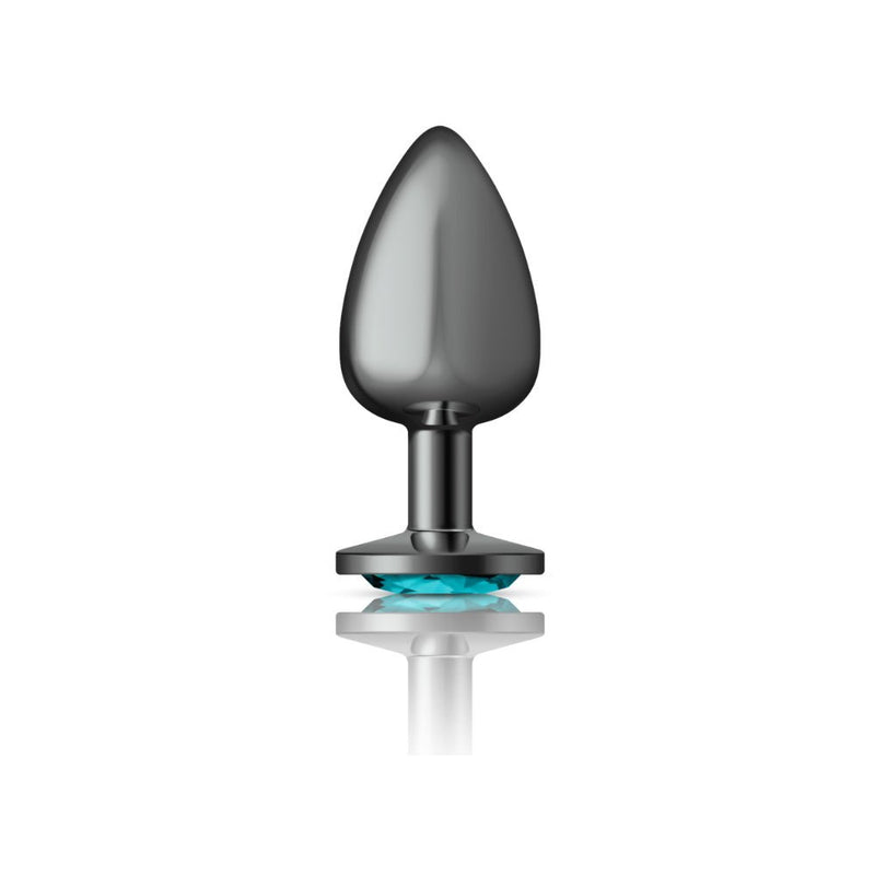 Viben Teal Round Gem Gunmetal Metal Plug - Lg