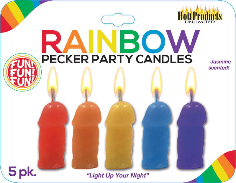 Hott Products Rainbow Pecker Party Candles - 5 Pack