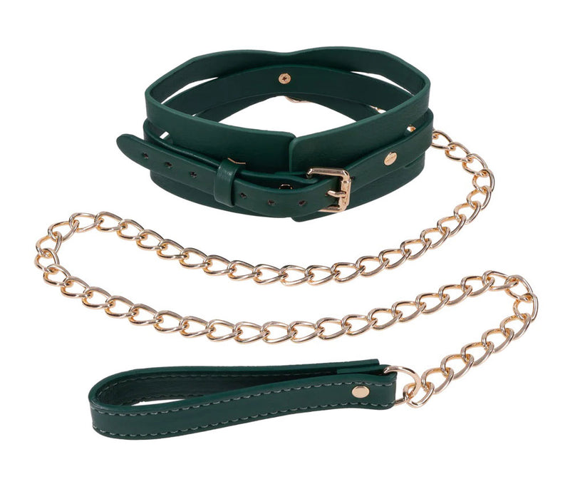 Sportsheets Indica Cutout Collar and Leash - Green