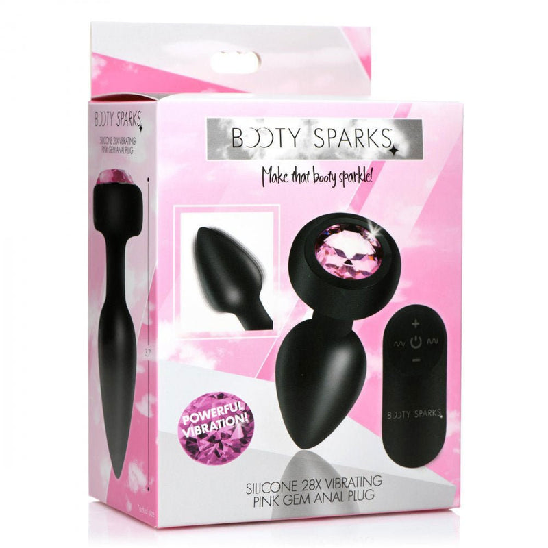 XR Brands 28x Silicone Vibrating Pink Gem Anal Plug With Remote - Small