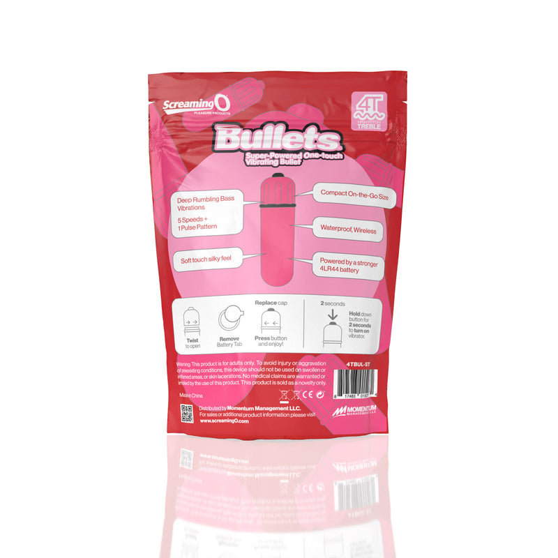 Screaming O Screaming O 4t - Bullet - Super Powered One Touch Vibrating Bullet - Strawberry