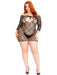 "Seamless Heart Net Mini Dress - 1x/2x - Black LA-86137XBK1X2"