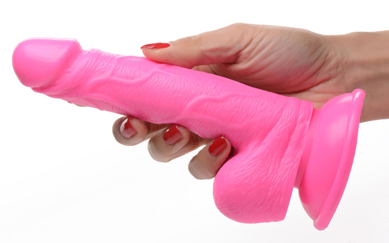 XR Brands Pop Pecker 6.5 Inch Dildo With Balls - Pink
