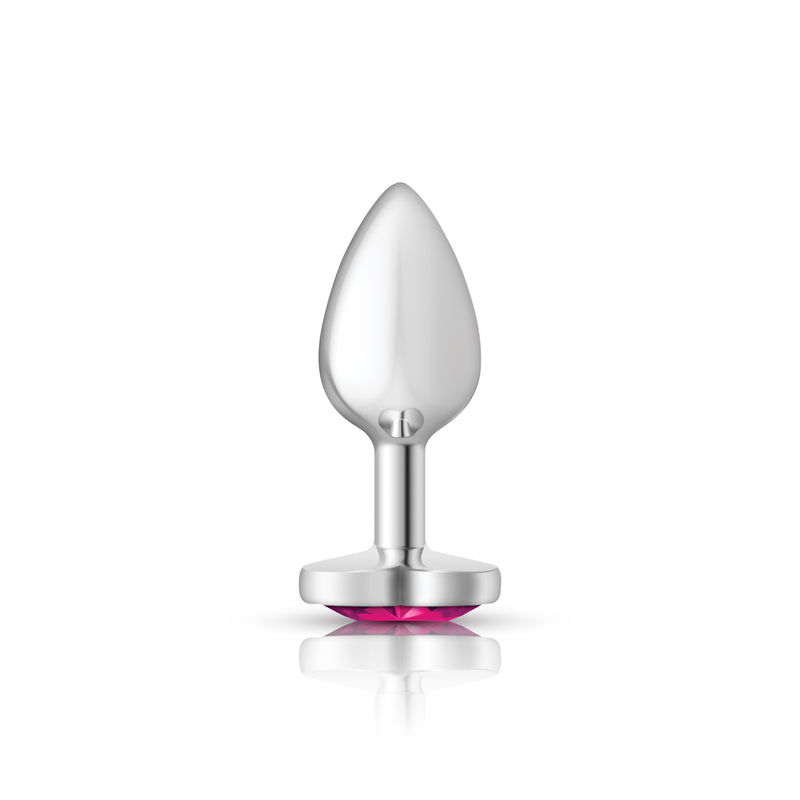 Viben Bright Pink Heart Gem Silver Metal Plug - Sm
