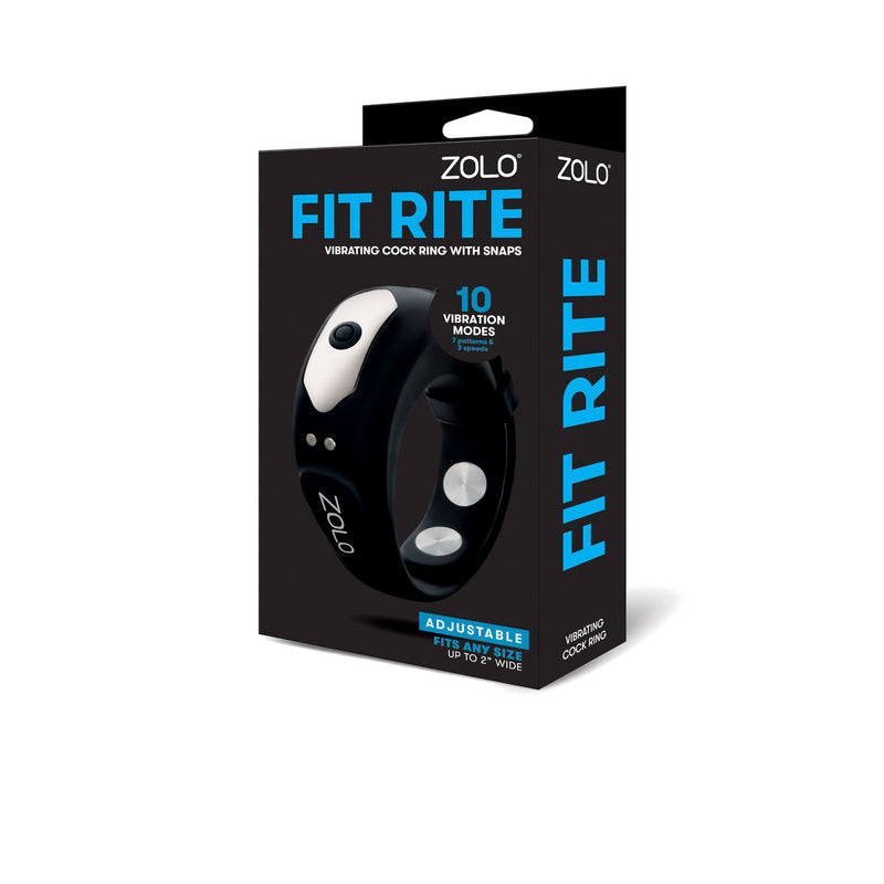 XGEN Zolo Fit Rite Vibrate Cock Ring with Snaps - Black