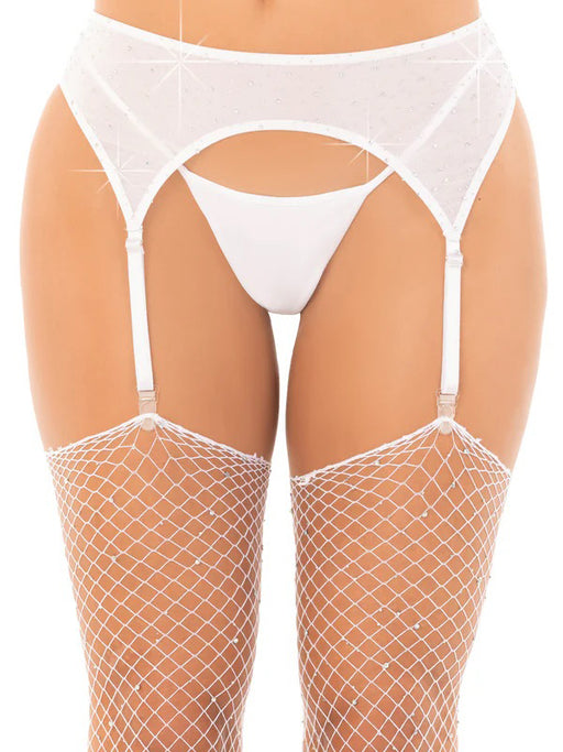 "Rhinestone Garter Belt O/s - White LA-8886WHTOS"