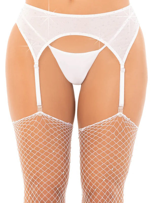"Rhinestone Garter Belt O/s - White LA-8886WHTOS"