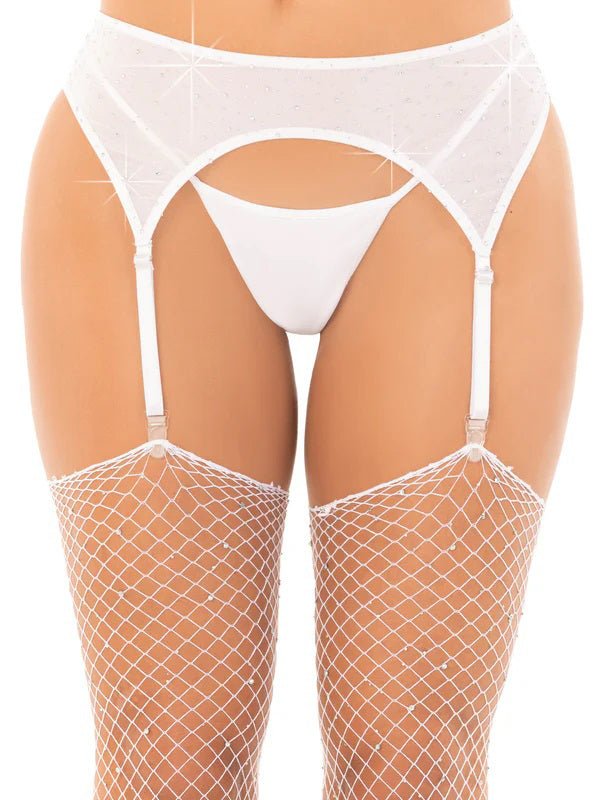 Leg Avenue Rhinestone Garter Belt O/s - White