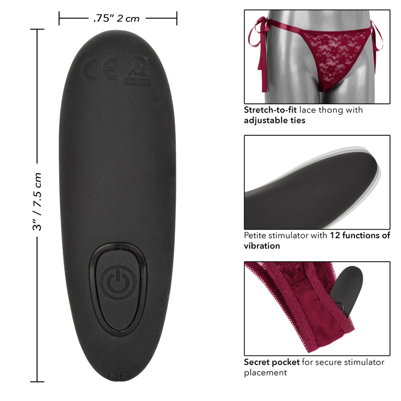 CalExotics Remote Control Lace Thong Set - Burgundy