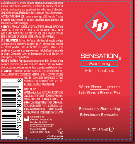 I.D. Lubricants ID Sensation Warming Water Based 1 Oz
