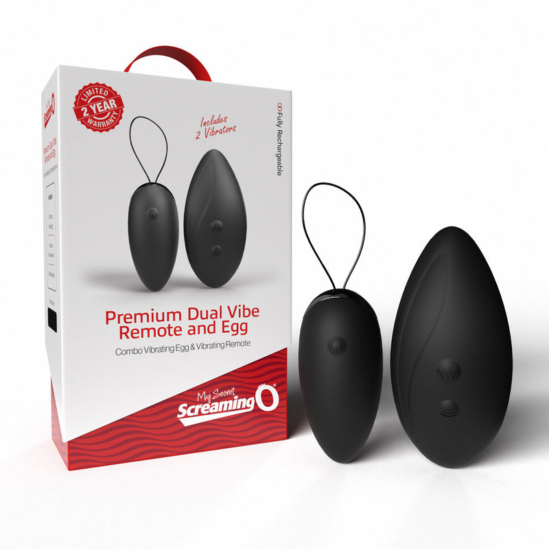 Screaming O Premium Dual Vibe Remote and Egg - Black