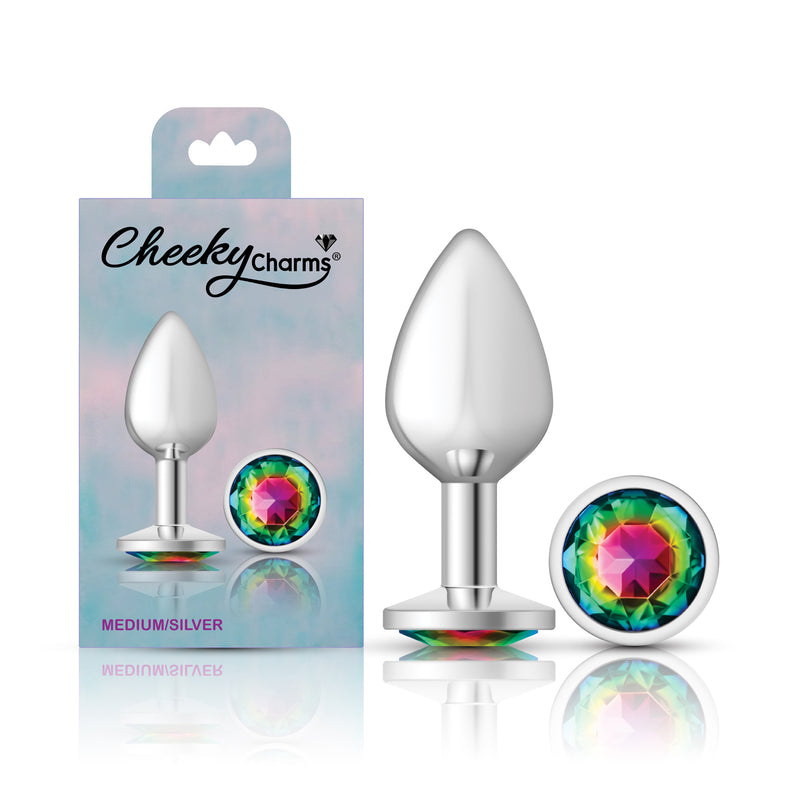 Viben Rainbow Round Gem Silver Metal Plug - Md