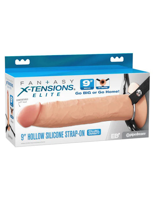 Pipedream Fantasy X-Tensions Elite 9" Silicone Hollow Strap on - Light