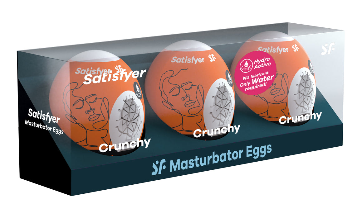 Satisfyer 3 Piece Set Masturbator Egg - Crunchy - Orange - Stroker Masturbator - Mini Stroker
