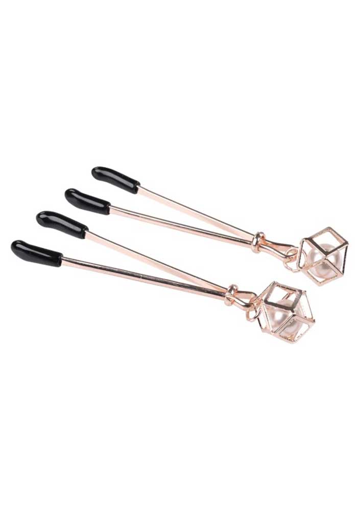 Sportsheets Brat Pearl Nipple Clips - Rose Gold